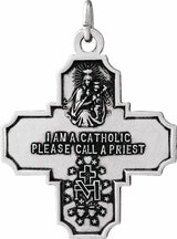 Sterling Silver 30x29 mm Four-Way Cross Medal