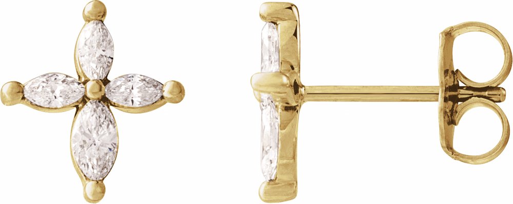 14K Yellow 1/3 CTW Natural Diamond Cross Earrings 