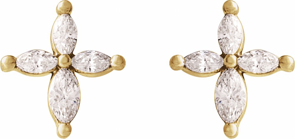 14K Yellow 1/3 CTW Natural Diamond Cross Earrings