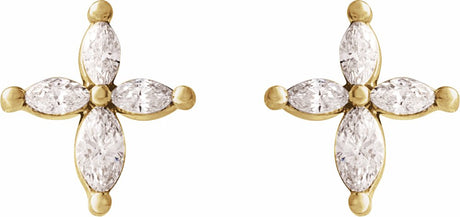 14K Yellow 1/3 CTW Natural Diamond Cross Earrings