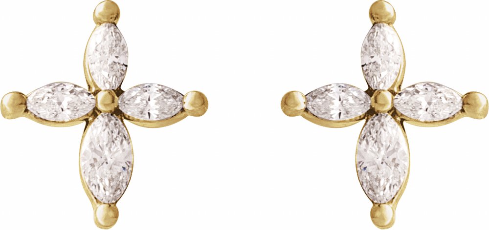 14K Yellow 1/3 CTW Natural Diamond Cross Earrings