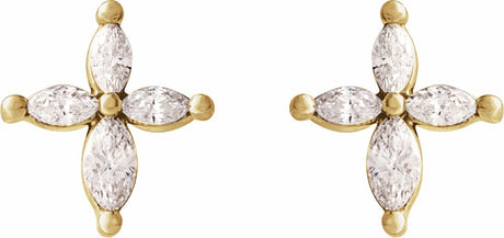 14K Yellow 1/3 CTW Natural Diamond Cross Earrings
