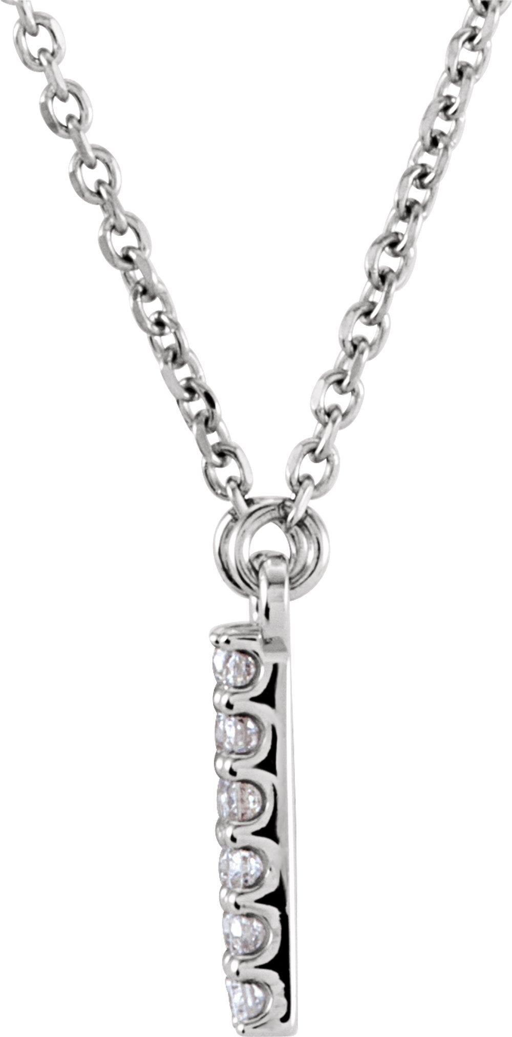 14K White 1/8 CTW Natural Diamond Initial H 16" Necklace