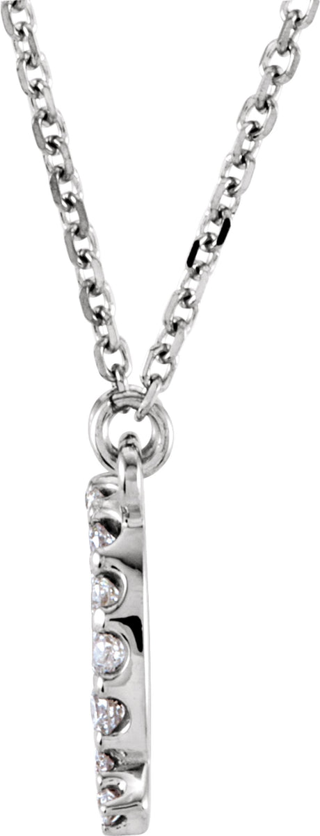 14K White Gold 1/6 CTW Natural Diamond Initial Q 16" Necklace