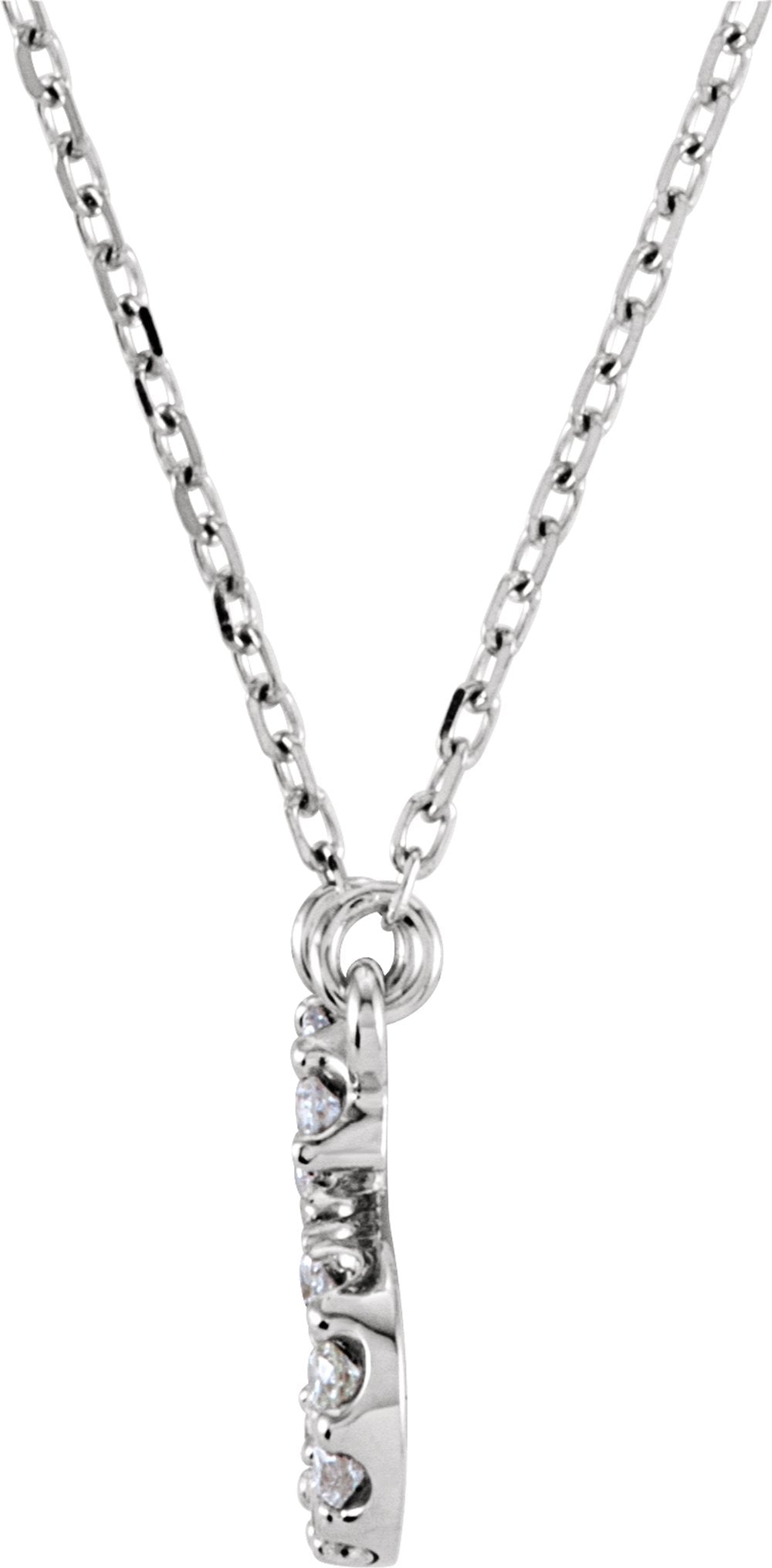 14K White 1/8 CTW Natural Diamond Initial C 16" Necklace