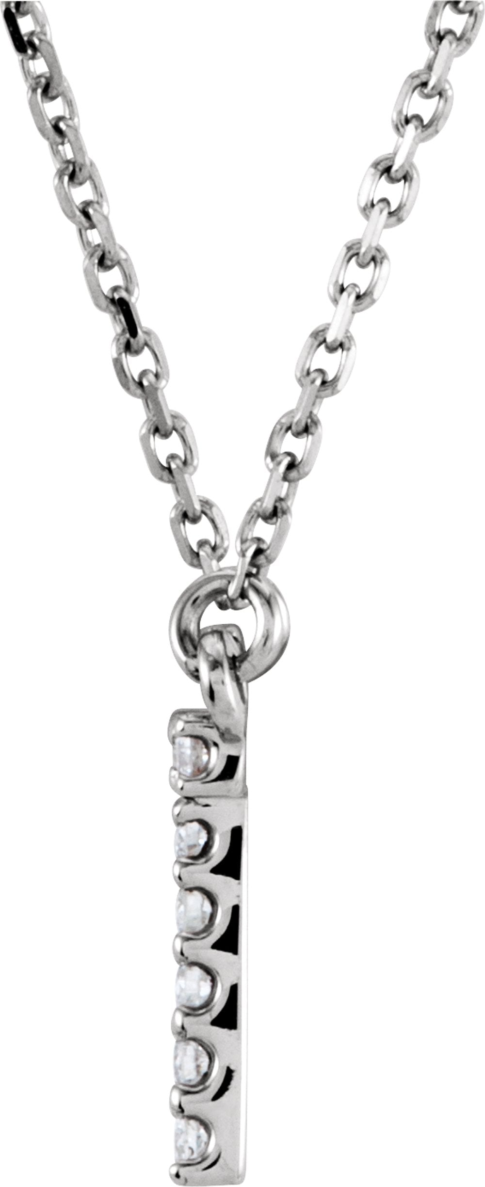 14K White Gold 1/10 CTW Natural Diamond Initial T 16" Necklace