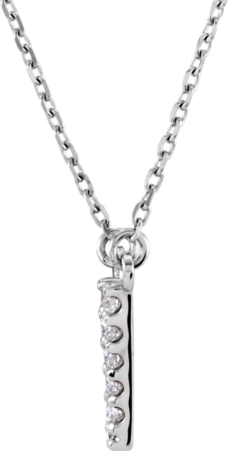 14K White 1/10 CTW Natural Diamond Initial V 16" Necklace