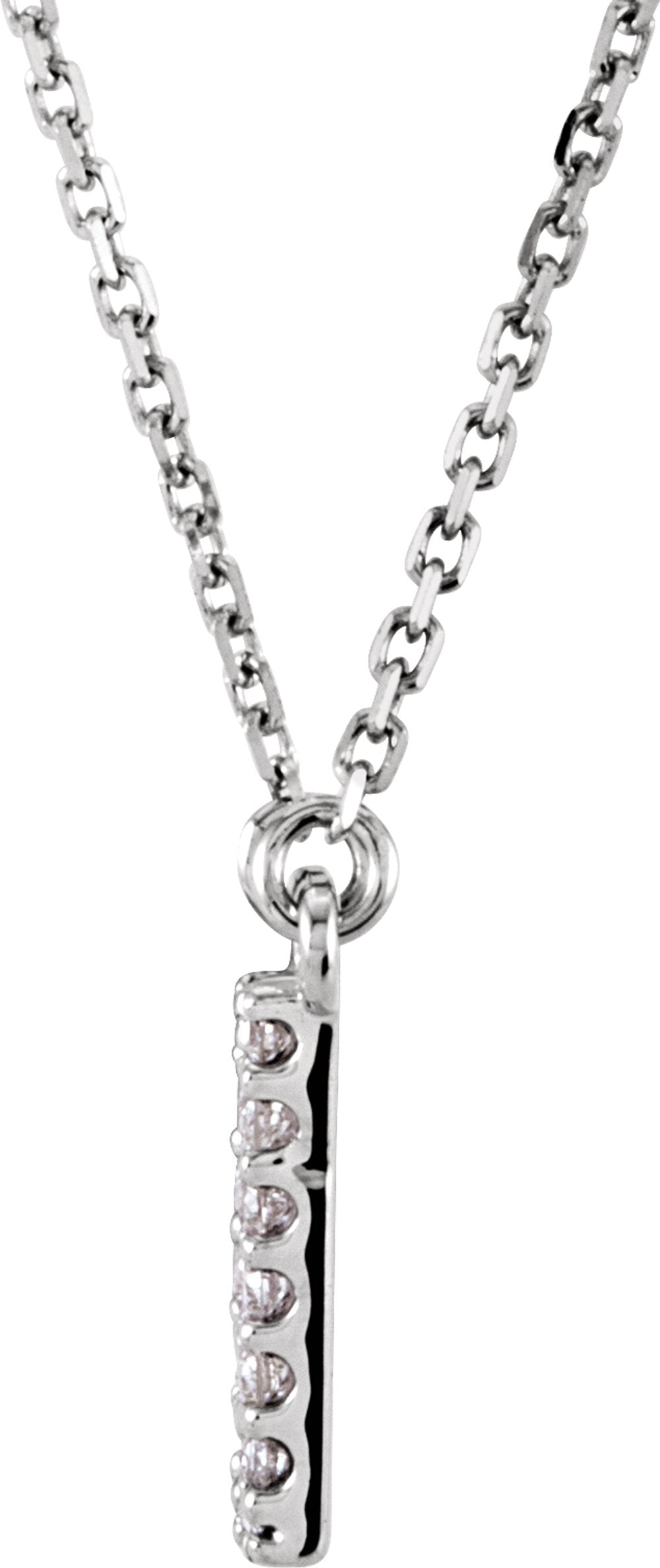 14K White 1/8 CTW Natural Diamond Initial W 16" Necklace