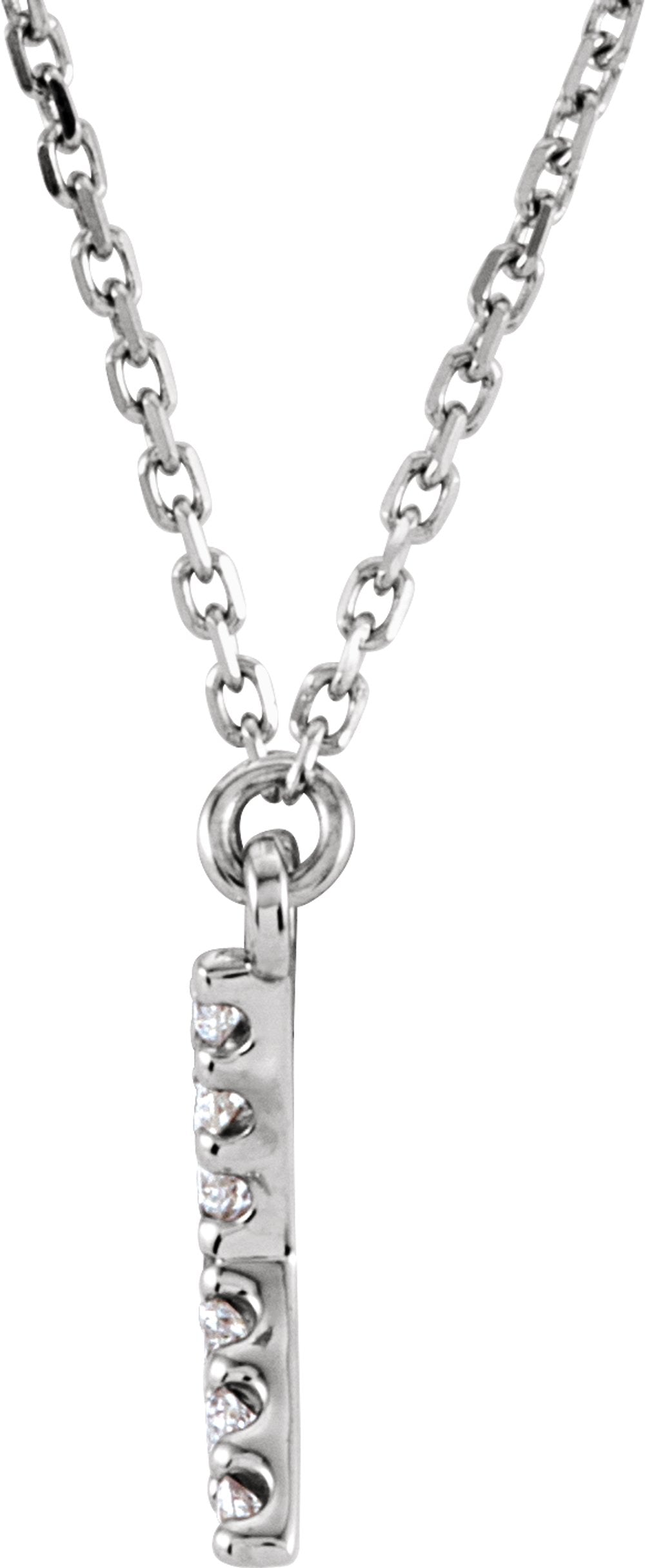 14K White 1/8 CTW Natural Diamond Initial X 16" Necklace