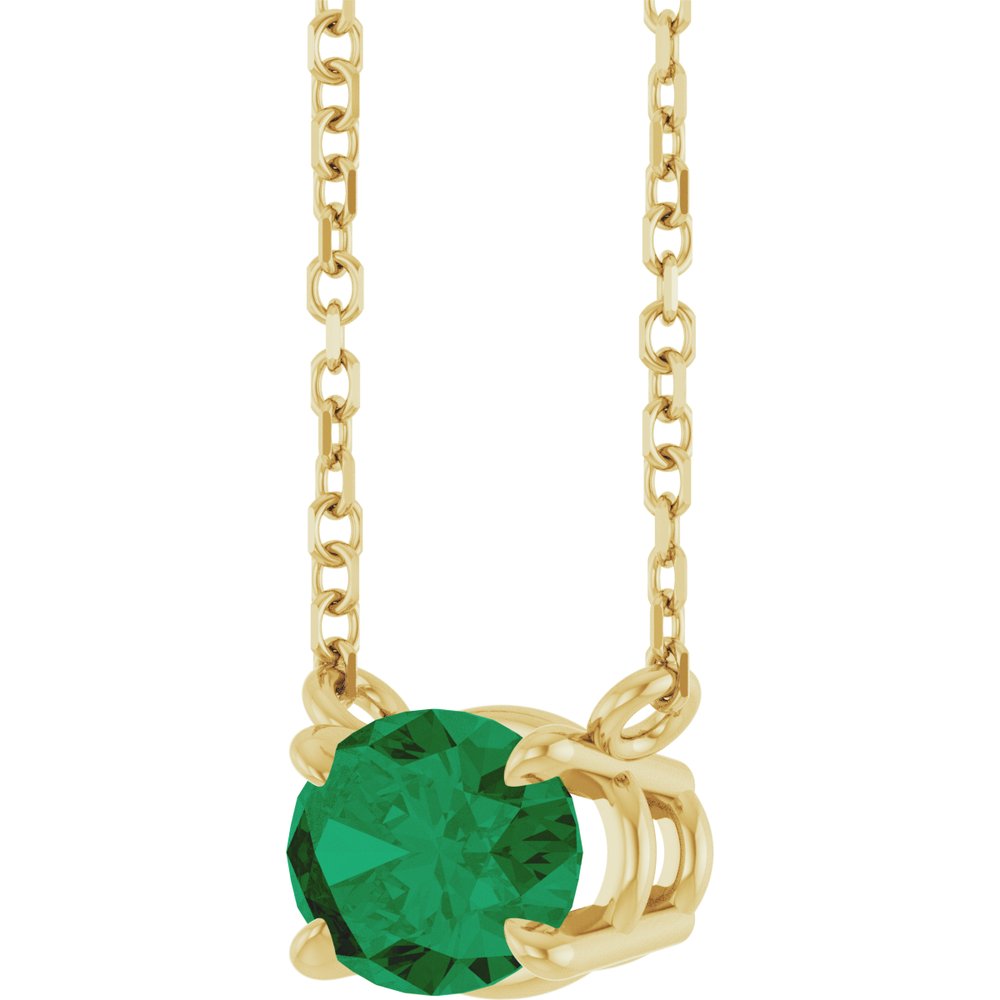 14K Yellow Gold Lab-Grown Emerald 18" Necklace