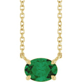 14K Yellow Gold Lab-Grown Emerald 18" Necklace