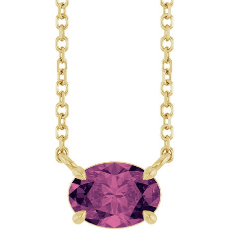 14K Yellow Natural Pink Tourmaline 18" Necklace