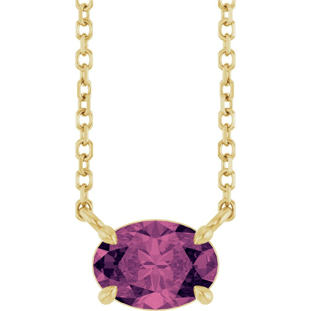 14K Yellow Natural Pink Tourmaline 18" Necklace