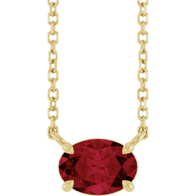 14K Yellow Gold Lab-Grown Ruby 18" Necklace