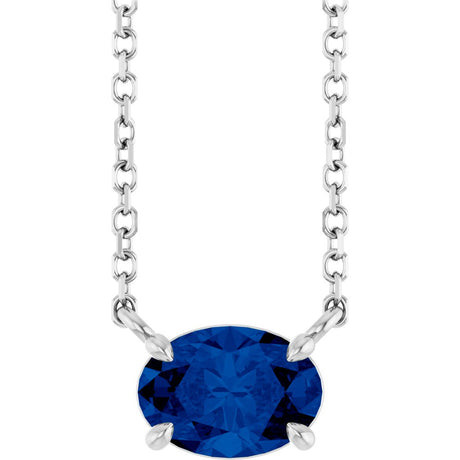 14K White Gold Lab-Grown Blue Sapphire 18" Necklace