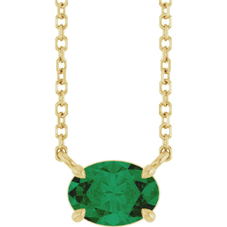 14K Yellow Gold Lab-Grown Emerald 18" Necklace