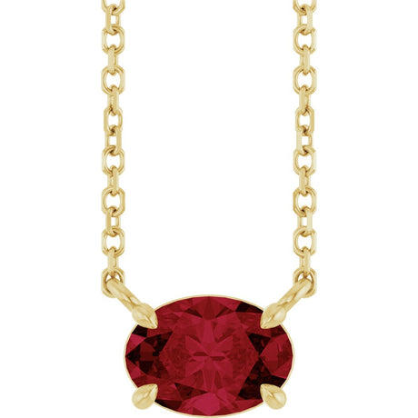 14K Yellow Gold Lab-Grown Ruby 18" Necklace
