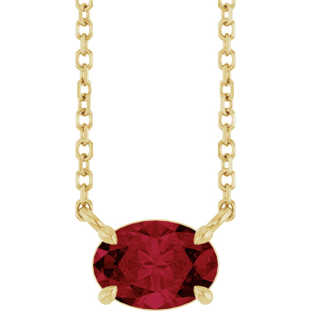 14K Yellow Gold Lab-Grown Ruby 18" Necklace