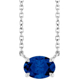 14K White Gold Lab-Grown Blue Sapphire 18" Necklace