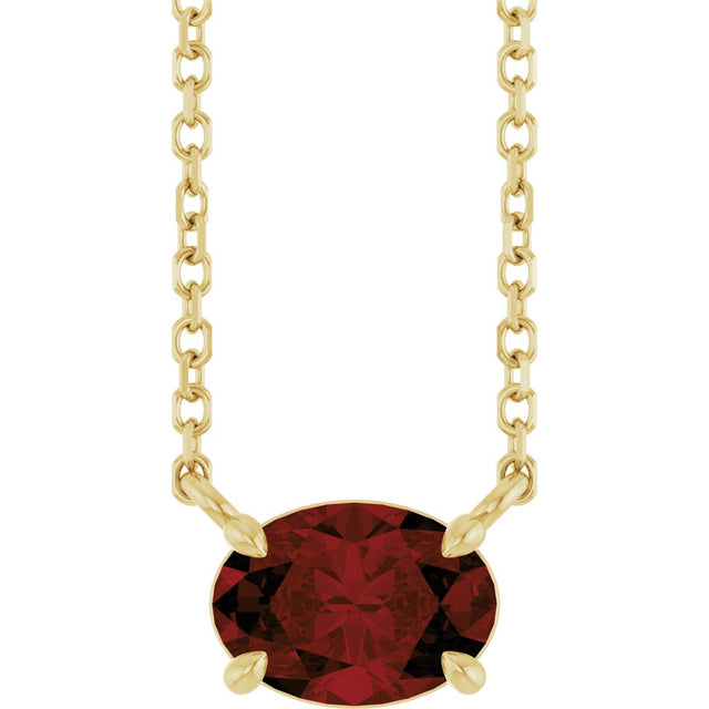 14K Yellow Natural Mozambique Garnet 18" Necklace