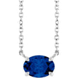 14K White Gold Lab-Grown Blue Sapphire 18" Necklace