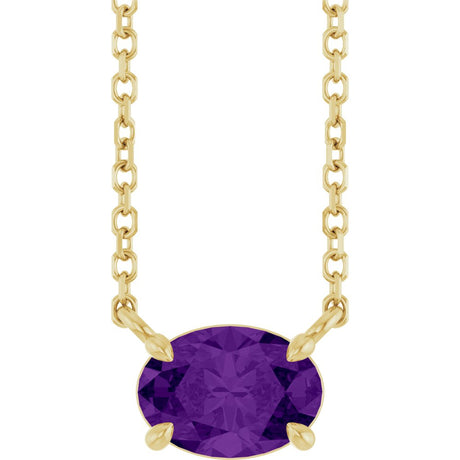 14K Yellow Gold Natural Amethyst 18" Necklace