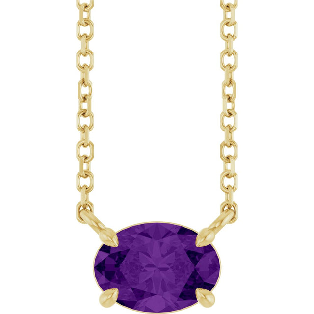 14K Yellow Gold Natural Amethyst 18" Necklace