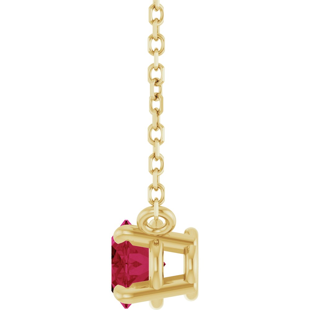 14K Yellow Gold Lab-Grown Ruby 18" Necklace