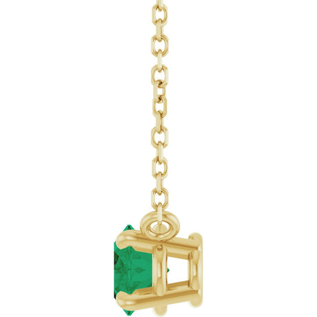 14K Yellow Gold Lab-Grown Emerald 18" Necklace