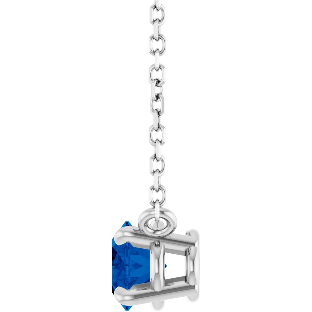 14K White Gold Lab-Grown Blue Sapphire 18" Necklace