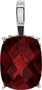 14K White Natural Mozambique Garnet Solitaire Scroll Pendant