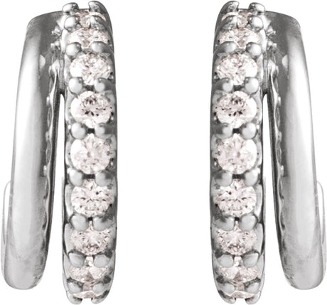 14K White 1/6 CTW Natural Diamond Hoop Earrings