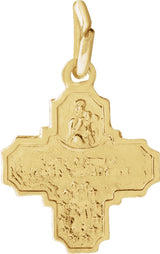 14K Yellow 8x8 mm Four-Way Cross Medal