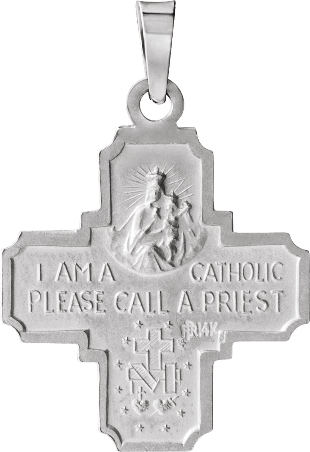 Sterling Silver 18x18 mm Four-Way Cross Medal