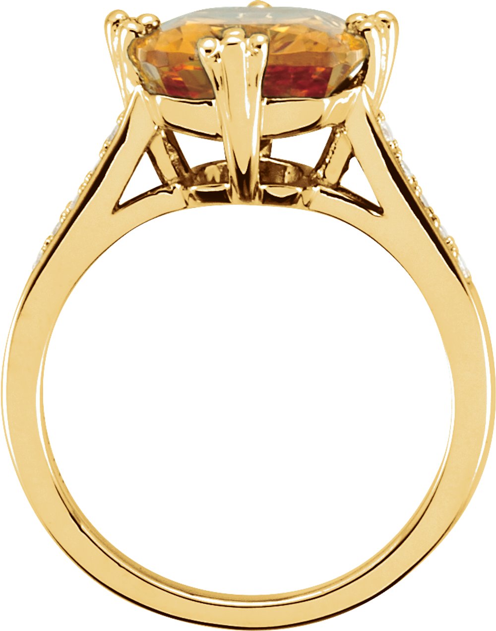 14K Yellow Natural Citrine & .08 CTW Natural Diamond Ring