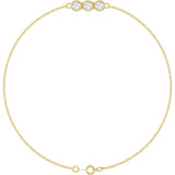 14K Yellow Gold 1/4 CTW Lab-Grown Diamond Three-Stone Line  7" Bracelet 