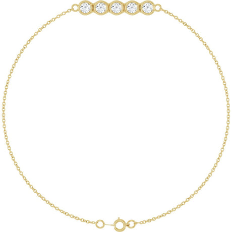 14K Yellow Gold 1/2 CTW Natural Diamond Five-Stone Line  7" Bracelet 