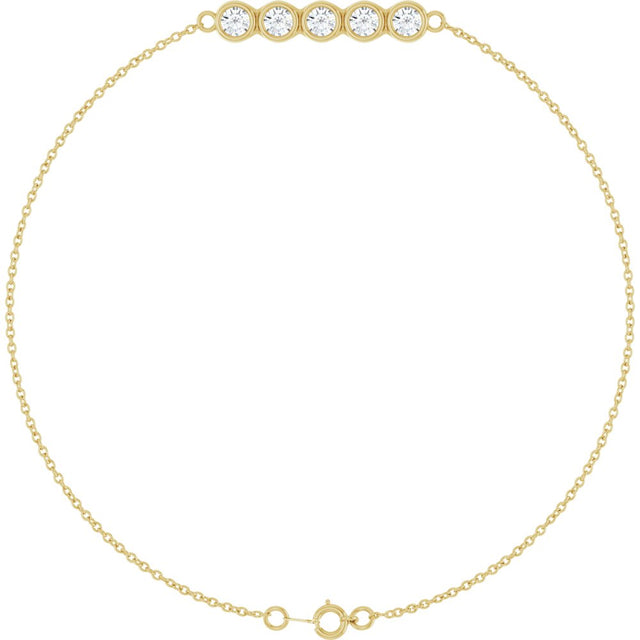 14K Yellow Gold 1/2 CTW Natural Diamond Five-Stone Line  7" Bracelet 