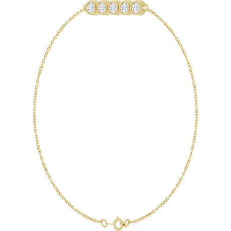 14K Yellow Gold 1/2 CTW Lab-Grown Diamond Five-Stone Line  7" Bracelet 