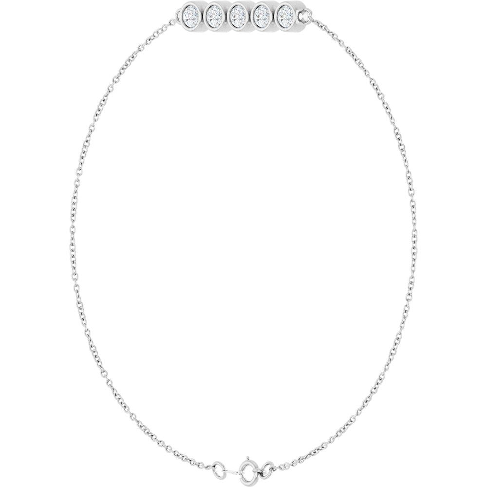 14K White Gold 1/2 CTW Lab-Grown Diamond Five-Stone Line  7" Bracelet