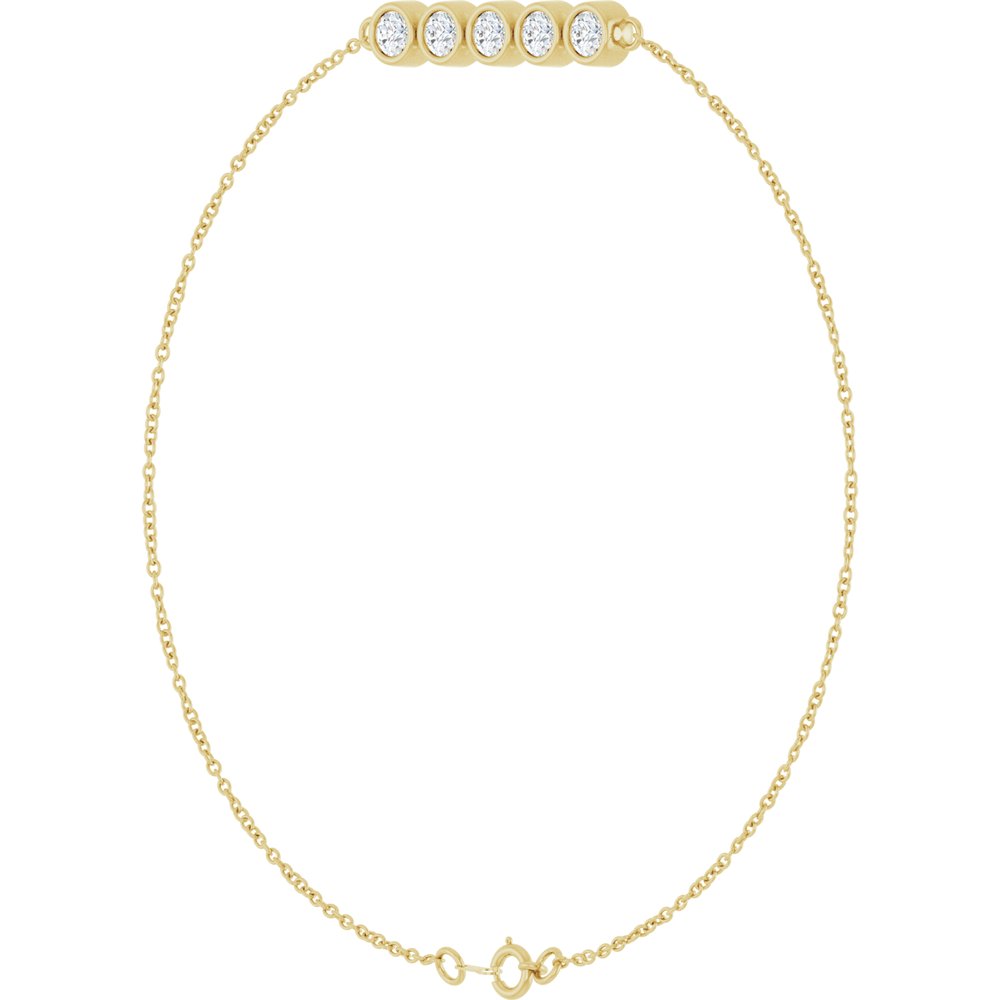 14K Yellow Gold 1/2 CTW Lab-Grown Diamond Five-Stone Line  7" Bracelet