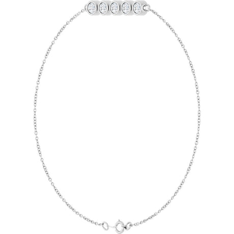 14K White Gold 1/2 CTW Lab-Grown Diamond Five-Stone Line  7" Bracelet 