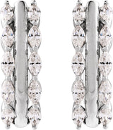 14K White 5/8 CTW Natural Diamond Hinged 15 mm Hoop Earrings