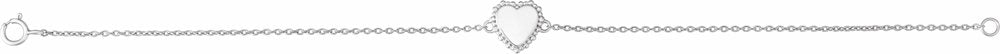 Sterling Silver Engravable Beaded Heart 7" Bracelet