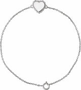 Sterling Silver Engravable Beaded Heart 7" Bracelet