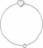 Sterling Silver Engravable Beaded Heart 7" Bracelet