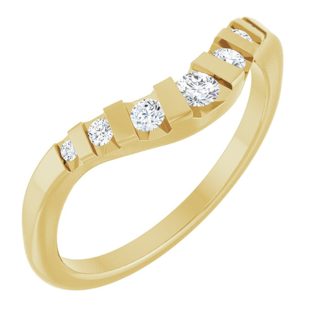 14K Yellow Round 1/6 CTW Natural Diamond Channel-Set Contour Band