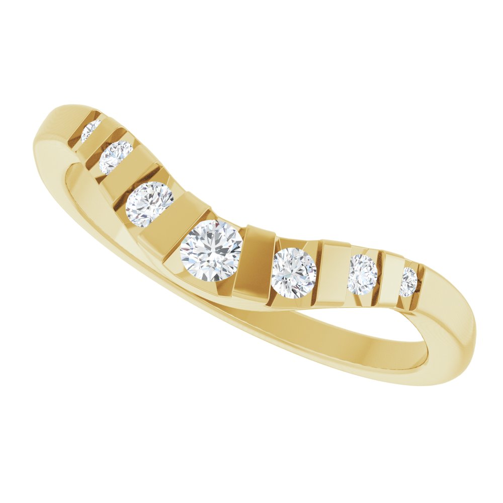 14K Yellow Round 1/6 CTW Natural Diamond Channel-Set Contour Band