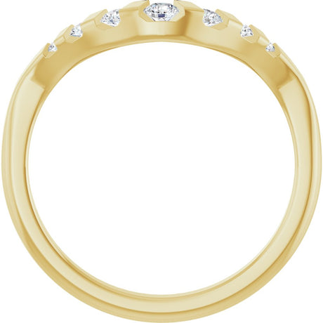 14K Yellow Round 1/6 CTW Lab-Grown Diamond Channel-Set Contour Band