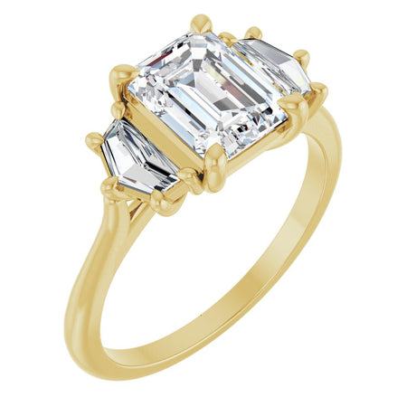 14K Yellow Gold 2 1/5 CTW Lab-Grown Diamond  Three-Stone Engagement Ring